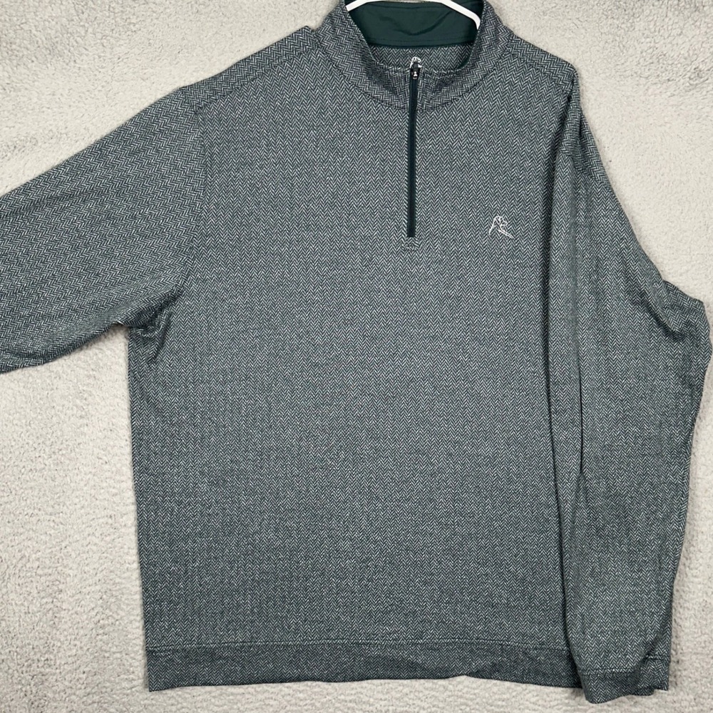 Rhoback Sweatshirt Men 3XL The Blue Ridge Green Herringbone Quarter Zip Pullover